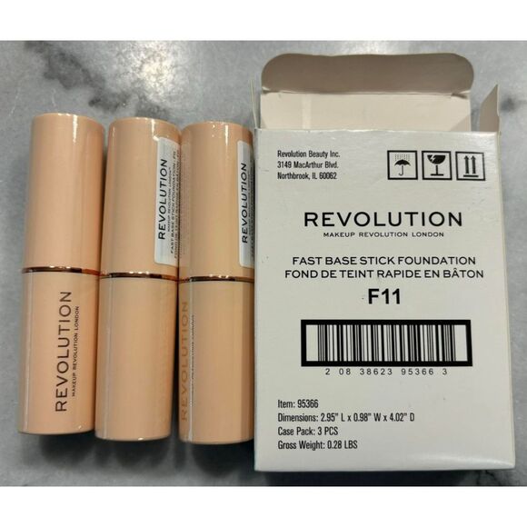 Revolution Fast Base Stick Foundation F11 lot of 3 - Picture 1 of 2